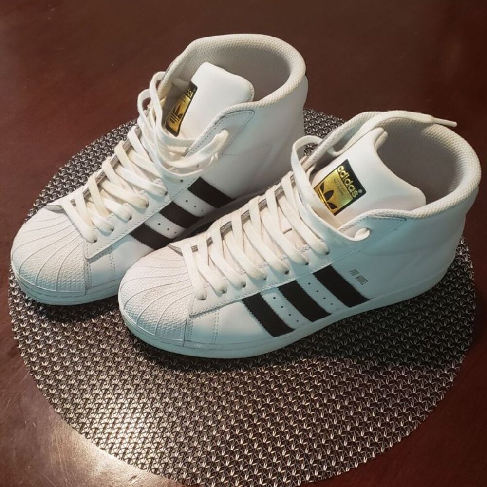 Adidas Super High Top Sneakers - White, Size 7 Boys Grade School, New Condition - Picture 2 of 2